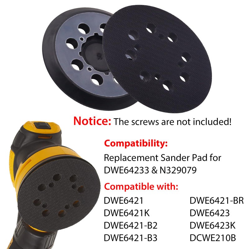 SHUTTLE GENIUS 5"" Orbital Sander Replacement Pads for Dewalt, 5 Inch 8 Hole Hook and Loop Sander Pad for DeWalt DWE64233 & N329079 Compatible with DWE6423/6423K, DWE6421/6421K, DWE6421-B2/B3, DCW210B(1 Pack) - Image 3